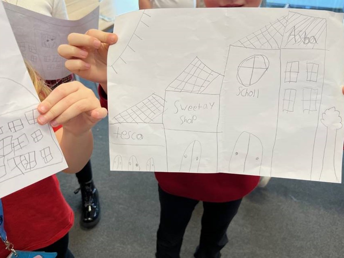 Child's drawing of a dream town