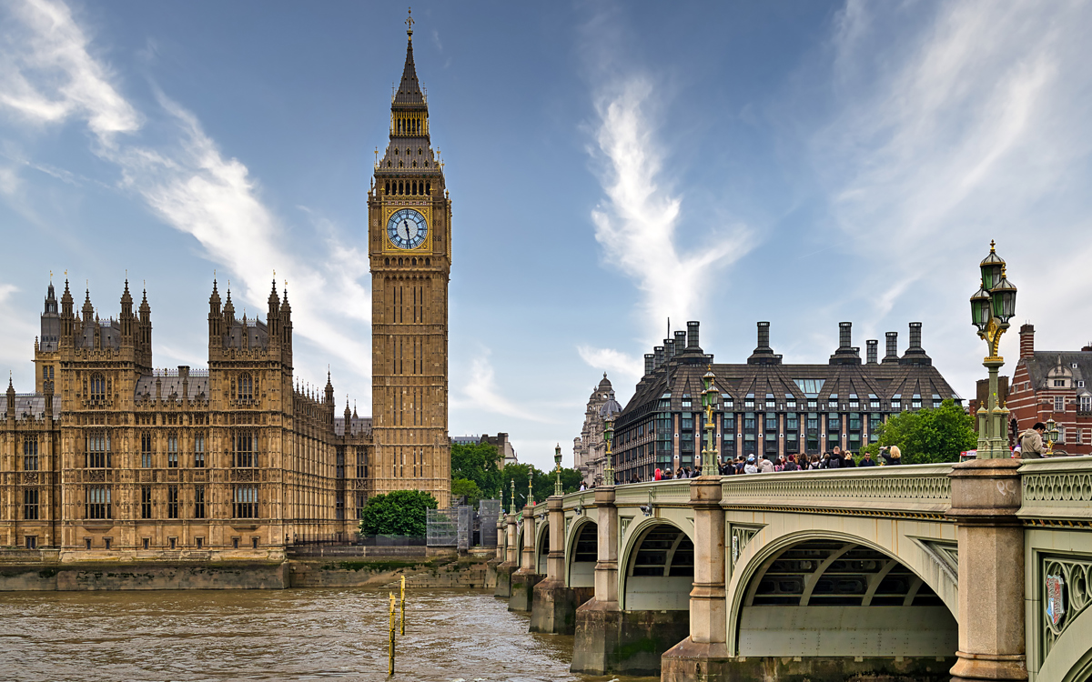 Westminster Houses of Parliament along the river Thames