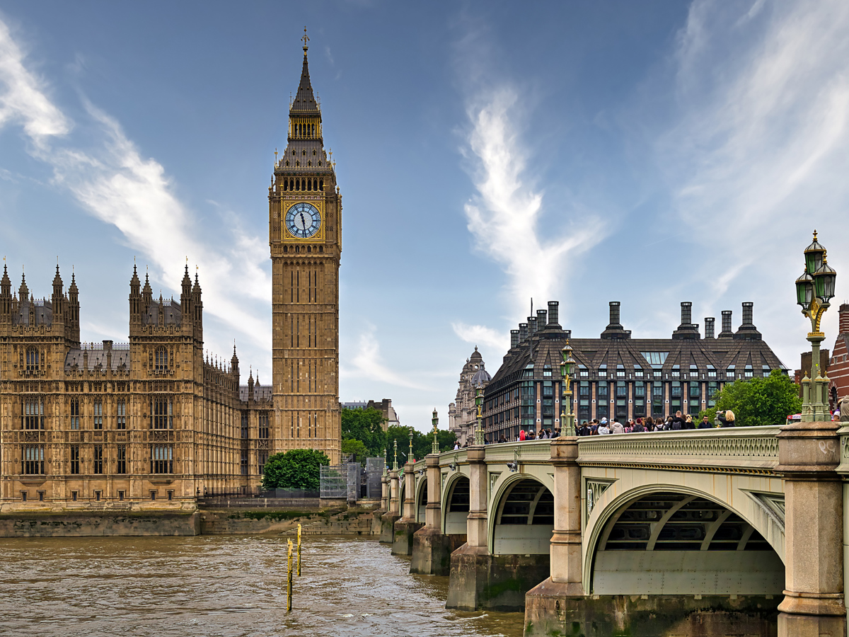 Westminster Houses of Parliament along the river Thames