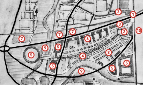 The town centre including the residential neighbourhoods in the north and south districts